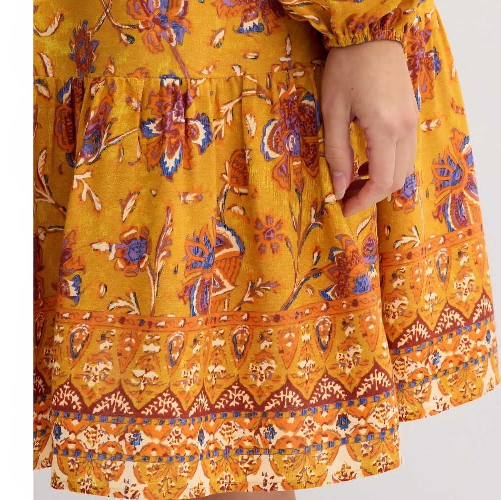 NWT Farmers Market Kohl's Dress Size XL Mixed Print Boho Floral Blouson Flowy - Picture 10 of 15